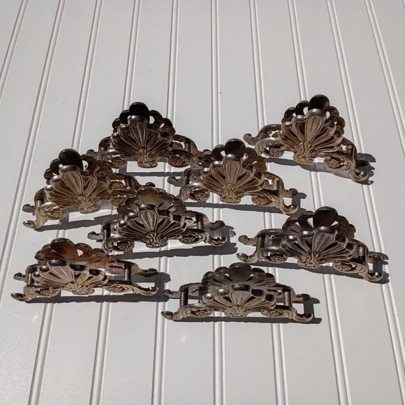 Silverplate Knife Rest SET OF 8 Silver Plated Neoclassical Fleur de Lis Vintage - Picture 4 of 11